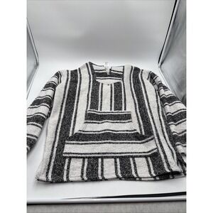 Sunspecs Pull Over Hoodie Mens Made In Mexico Woven‎ Size Large Black And White